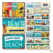 Summer Beach House Tin Sign, Vintage Surfing Metal Plaque, Seaside Surf ... - $18.75