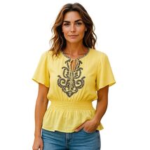 Junior Womens Arden B Shirt Top Blouse Yellow ~Sz S Small - $7.40
