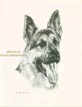 #1 GERMAN SHEPHERD portait dog art print * Pen and ink drawing * Jan Jel... - $12.50