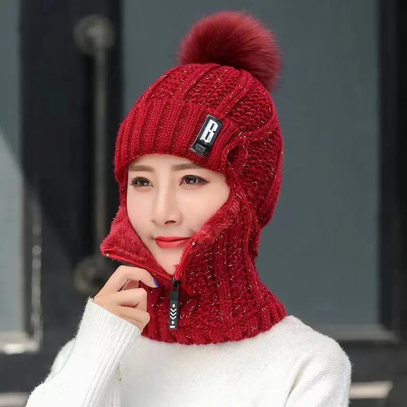 Women   Hat Ski Hat Sets Windproof Winter Outdoor Knit Thick Siamese Scarf Colla - £29.80 GBP