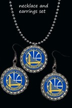 Golden State warriors  earring and necklace set great gift  basketball nba - $163.92 MXN