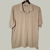 Greg Norman Mens Polo Golf Shirt 2XL Tan Striped Short Sleeve  - $13.55