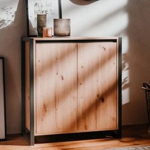 Oak Wood Home Living Room Storage Cabinet Unit With 2 Doors &amp; Shelves Wooden - £200.51 GBP
