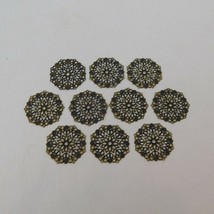 10 Circular Bronze Copper Filigree Stamping 30mm Flower Wraps Jewelry Co... - £4.67 GBP
