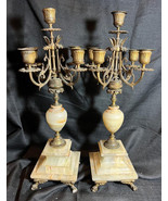 Pair of Two 2 Old Antique Old 5 Arm Bronze &amp; Onyx French Candle Candelab... - $10,992.83 MXN