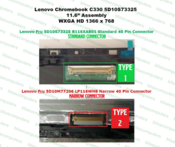 11.6&quot; Lenovo Chromebook C330 5D10Q12306 B116XAK01.4 LCD Touch Screen Assembly - £83.84 GBP