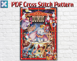 Disney Dumbo Circus Elephant Counted PDF Cross Stitch Pattern Needlework DIY DMC - £3.95 GBP