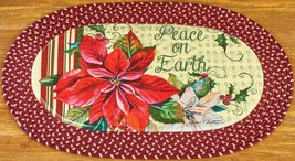 Oval Braided Kitchen Accent Rug (20&quot;x30&quot;) Christmas Poinsettia,Peace On Earth,Ce - £14.86 GBP