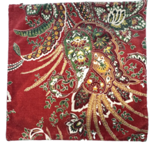 Pottery Barn Adela Paisley Square Pillow Cover 18&quot; x 18&quot; Red Velour Green Gold - £23.40 GBP