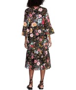 JOHNNY WAS Peace Ruffle Tiered Midi Dress in Black Floral Print Sz XL - $121.28