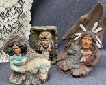 Vtg 1970’s Ceramic Native American decor Lot Of 3 Chief Warrior Howling ... - $28.71
