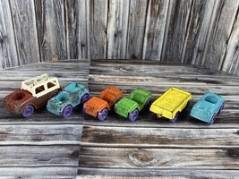  Vintage Lot of 6 Tootsie Toy Cars &amp; Trucks - Purple Wheels - Fits Little People - £7.65 GBP