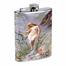 Fairy Hip Flask Stainless Steel 8 Oz Silver Drinking Whiskey Spirits R1 - £7.86 GBP