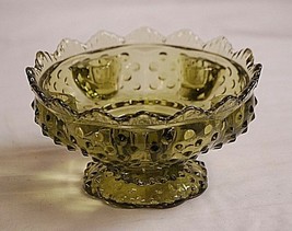Old Vintage 1960&#39;s Fenton Art Glass Hobnail Colonial Green Advent Candle Bowl - £34.01 GBP