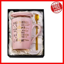 Unique Friendship Mug - 14oz Pink Ceramic with Spoon &amp; Lid - Perfect for... - $23.27