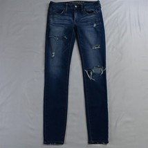 American Eagle 4 Long Jegging Super Stretch Dark Destroyed Womens Denim Jeans - £12.77 GBP