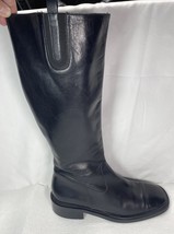 Women&#39;s Black Leather Knee High Zip Up Boots Size 9 Stretch Calf Howard ... - $1,025.29 MXN