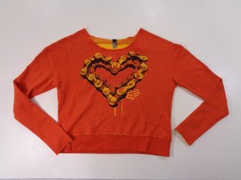 Fox  Orange Bike Chain Heart Graphic Mesh V Back Womens Sweatshirt Size ... - £23.58 GBP
