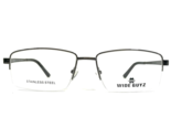 Wide Guyz Eyeglasses Frames CLYDE GUN Gunmetal Rectangular Half Rim 57-1... - $70.06
