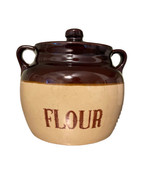 Vtg Monmouth Pottery Crock Canister Flour Jar Bean Pot Shape Maple Leaf ... - £30.18 GBP