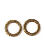 2 Open Circle Charms Antiqued Bronze Textured Link Connectors 18mm - $3.81