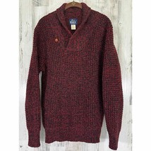 Vintage Woolrich Mens Sweater Medium Red Black Shawl Collar Grandpa Prof... - $51.94