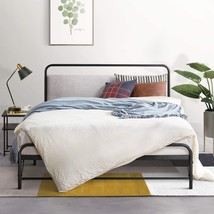 Metal Platform Bed With Upholstered High Density Foam Headboard,, Cloud Grey. - £257.36 GBP