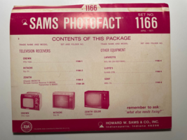 SAMS PHOTOFACT FOLDER SET NO. 1166 APRIL 1971 MANUAL SCHEMATICS - $4.95