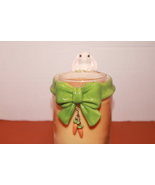 Vintage Yankee Candle Large Jar Ring Topper Green Bow with Rabbit and Ca... - $29.13 CAD