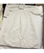 Vtg Homemade Baby Wear Dress White Long Christening Floral Eyelet Long S... - $226.18 MXN