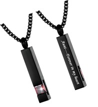 Black Square Bar With Red Zircon Cremation Urn Necklace for - £49.91 GBP