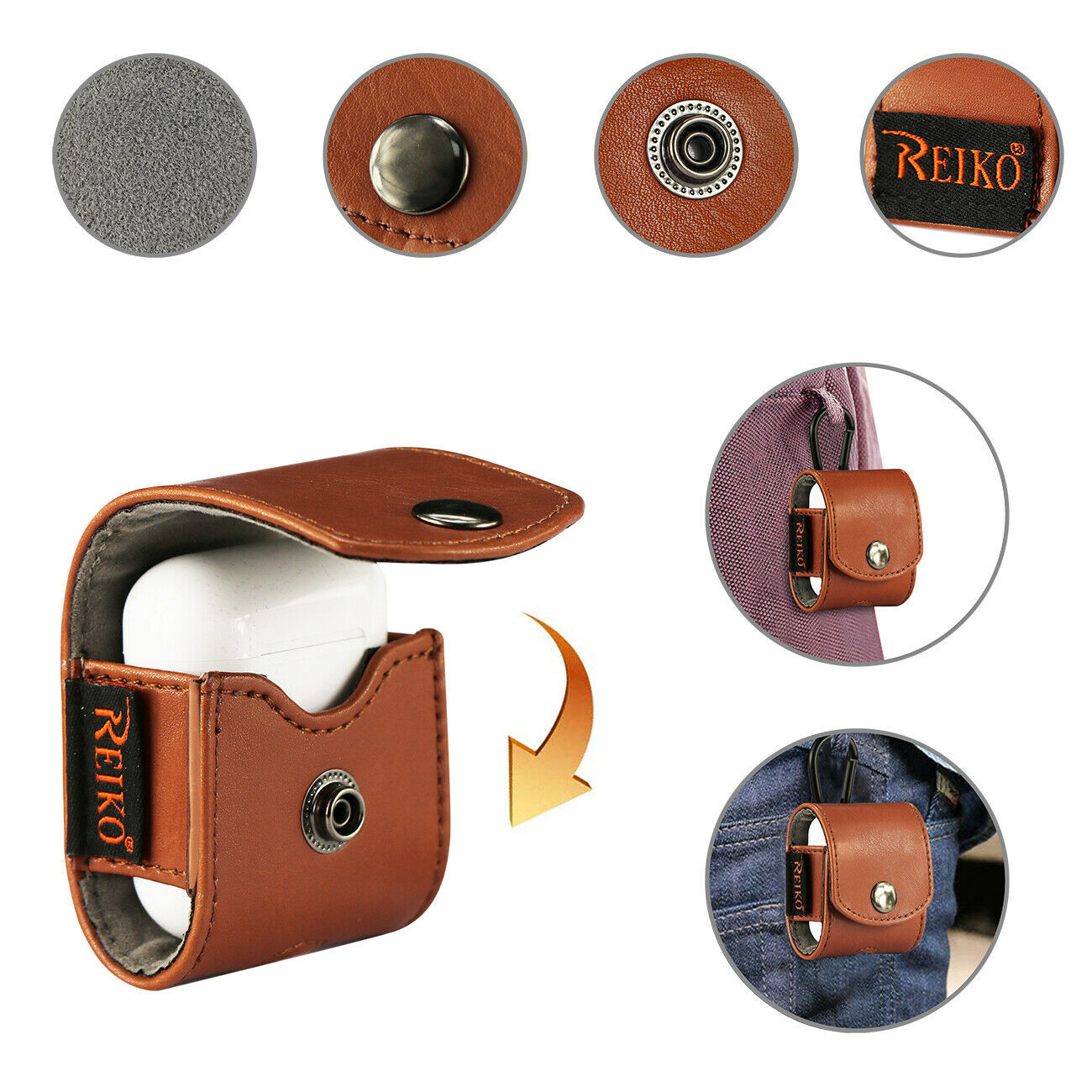 Reiko leather Case for Airpod in Brown - $5.89