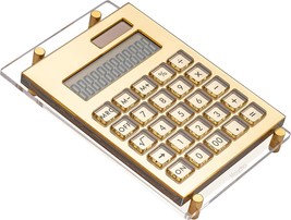 Calculator, 12-Digit Large Display, Desk-Standing, Mouchoi Acrylic, Gold. - $36.93