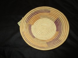 UGANDA Natural COILED HAND WOVEN BASKET with Original Tag - 11&quot; Diameter - £23.59 GBP