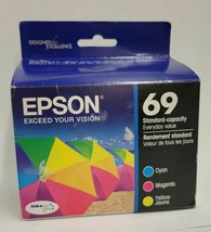 Genuine Epson 69 Printer ink Cartridge Tri Color 3 pack Cyan Magenta Yel... - $62.48