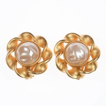Vintage Karl Lagerfeld Gold-tone and Faux Mabe pearl clip-on earrings - £174.79 GBP