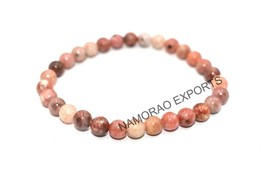 Natural Yellow Rhodonite 6x6 mm Beaded Stretch Adjustable Bracelet ASB-47 - £7.38 GBP