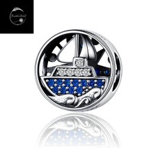 Love Sailing Boat Sea Ocean Bead Charm Genuine Sterling Silver 925 For Bracelets - £16.76 GBP