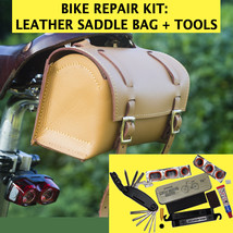 Bike Repair Set: Leather Bag, Multi-tool, Puncture Repair Kit HONEY TAN ... - £28.87 GBP