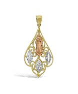 Real 14k Gold Virgin Mary Guadalupe Pendant Oro Charm 1.7&quot; - £284.80 GBP