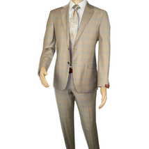 Men Suit BERLUSCONI Turkey Italian Wool 180's Glenn Plaid K167-07 Beige Blue image 6
