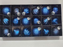 Kugel Vintage Style Blue MINI Glass Christmas 2&quot; Tree Ornaments Decor - £22.88 GBP