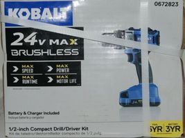 Kobalt 0672823 24v Max Brushless Compact Drill Driver Kit Cordless New in Box image 3