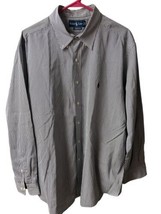 Ralph Lauren Button Down Striped Shirt Men Size 17  34 35 Blue White Long Sleeve - £12.58 GBP