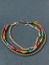 Lot of Long Silvertone Twist & Figaro Chain Link & Colorful Plastic Barrel Bead - $13.09