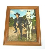 Vintage 1950 Hopalong Cassidy William Boyd Tray Puzzle Portrait Framed w... - £55.94 GBP