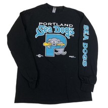 Portland Sea Dogs Baseball Retro Logo Long Sleeve Black T Shirt Small - £19.46 GBP
