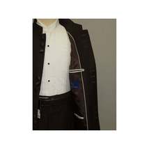 Mens Apollo  King  Banded Collarless suit Chinese Mandarin Wide leg AG94 Brown image 3
