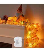 Fall Maple Leaf Garland LED Lighted w/ TIMER 8 Lighting Modes Fall Autum... - $19.79