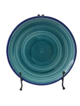 Vietri Italy Italian Dinner Plate Wall Hanging Terracotta Solid Green Bl... - $12.86